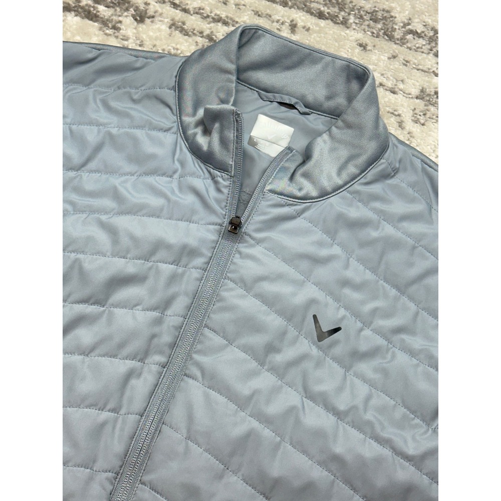 Callaway Golf Vest Men Large Gray Quilted Full Zip Performance Mock Neck RT28280